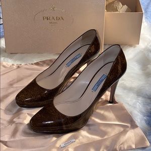 Prada Brown Patent Leather Pumps